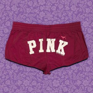 Victoria's Secret PINK Mid-Rise Burgundy Drawstring Athletic Shorts | Size M